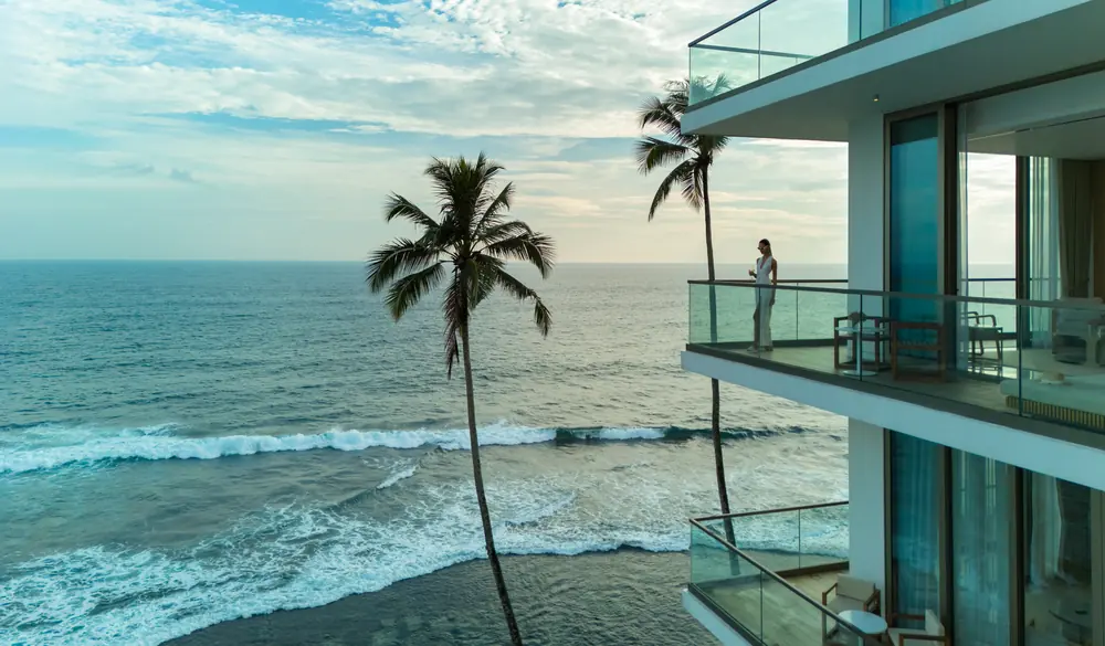 Guest balconies facing the Indian Ocean at Radisson Collection Galle