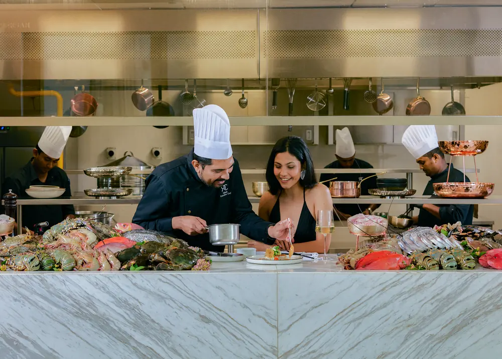 Chefs at the open kitchen at Radisson Collection Resort & Spa, Galle