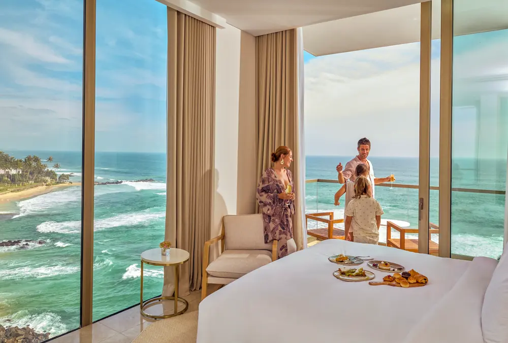 Breakfast in a suite overlooking the ocean at Radisson Collection Galle