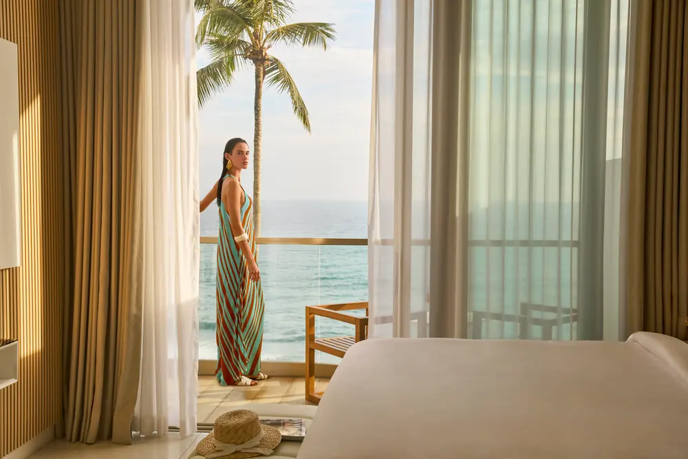 Guest suite looking out over the Indian Ocean at Radisson Collection Galle